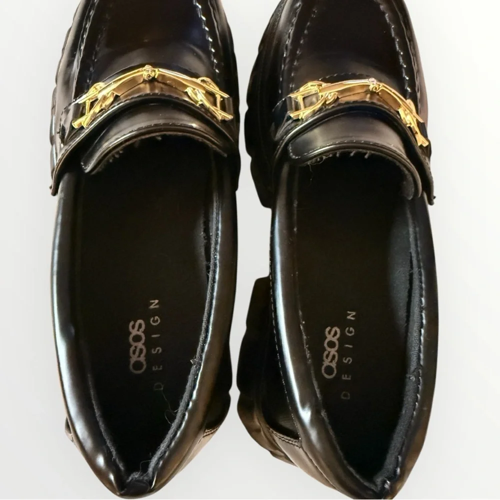 ASOS Black Loafers with Gold Buckle - Picture 7 of 9